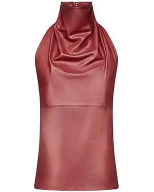 Twp Draped Leather Top - Red