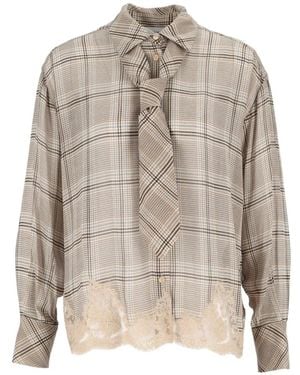Ermanno Scervino Lace-Trimmed Prince Of Wales Check Shirt - White