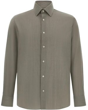BOGGI Camicia Con Colletto Alla Coreana - Grigio