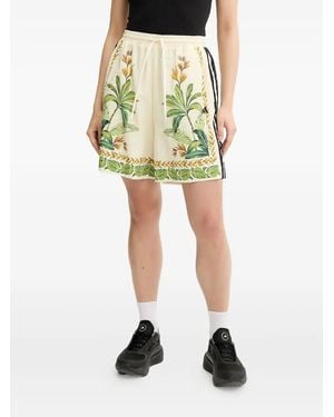 adidas Tropical-Print Side-Stripe Shorts - Green