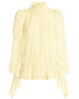 Genny Blouse Volantée À Col Montant - Yellow