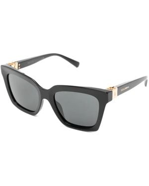 Dolce & Gabbana Logo-Plaque Square-Frame Sunglasses - Metallic