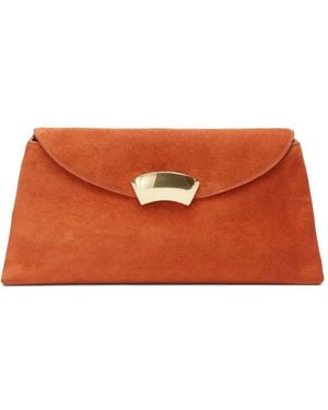 3.1 Phillip Lim Curved-Flap Suede Clutch - Orange
