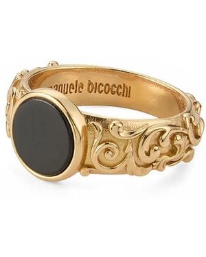 Emanuele Bicocchi Arabesque Engraved Chevalier Ring - Metallic