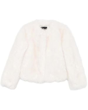 Maje Cropped-Jacke Aus Faux Fur - Weiß