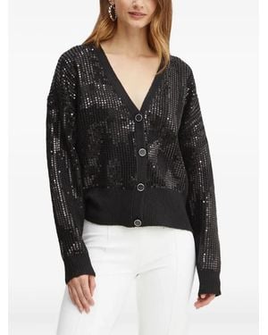 Guess Sequin-Embellished V-Neck Cardigan - Black