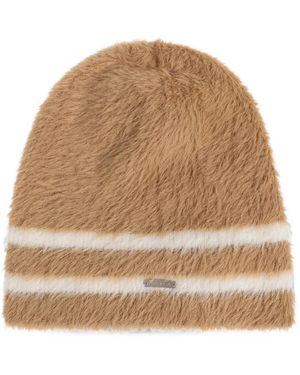 DSquared² Logo-Plaque Striped Beanie Hat - Natural