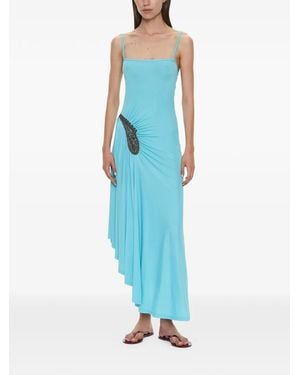 Christopher Esber Paisley-Lace Ribbed Asymmetric Dress - Blue