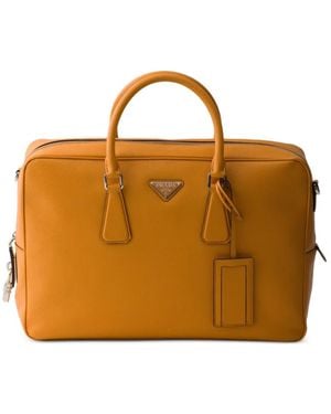 Prada Saffiano Leather Work Bag - Orange