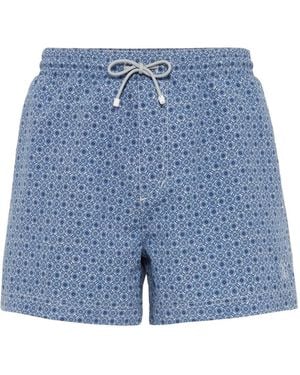 Brunello Cucinelli Graphic-print Swim Shorts - Blue