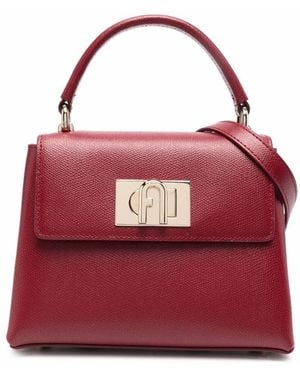 Furla Leather Fold-Over Tote Bag - Red