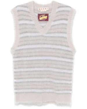 Marni Stripped Knitted Vest - White