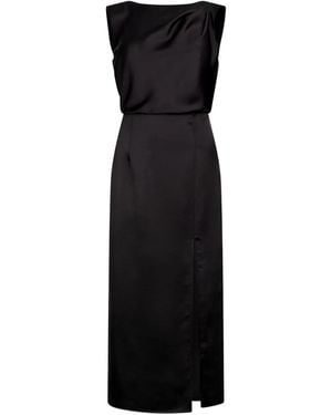 Liu Jo Satin Draped Midi Dress - Black