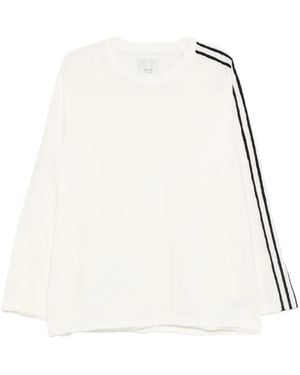 Y-3 T-Shirt Met Lange Mouwen En Drie Strepen - Naturel