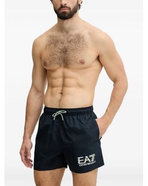 EA7 Short De Bain À Lien De Resserrage Et Logo Imprimé - Blue