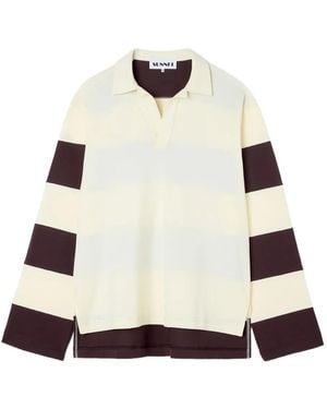 Sunnei T-Shirt Rayé À Manches Longues - White