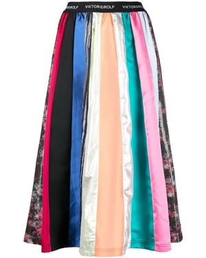 Viktor & Rolf Mix-Print A-Line Midi Skirt - Blue