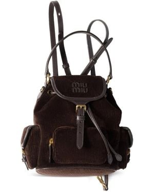 Miu Miu Medium Corduroy Cotton Backpack - Black