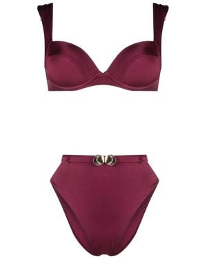 Noire Swimwear Shell-Detail Bikini Set - Purple