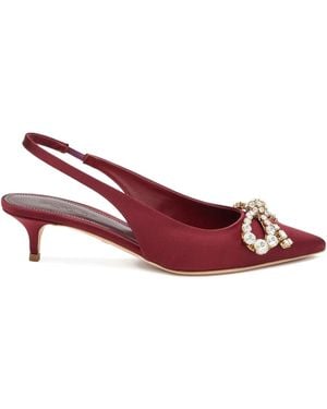 Giambattista Valli 40Mm Crystal-Embellished Slingback Pumps - Red
