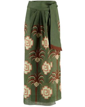 Johanna Ortiz Jupe Amazon Echoes En Lin - Vert