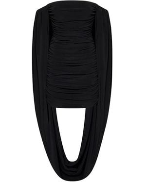 Monot Draped Ruched Top - Black