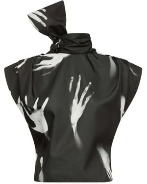 Area Handprint Sleeveless Top - Black