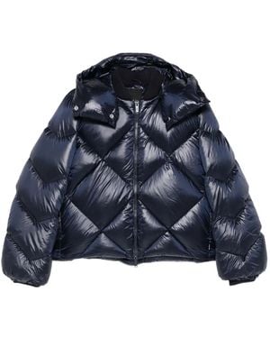 Add Quilted Hooded Jacket - Blue