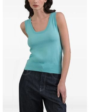 Moorer Sabela Ribbed-Trim Tank Top - Blue