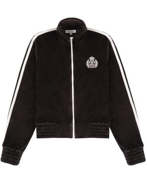 Sporty & Rich Ny Crest Elio Striped Zip-Up Track Jacket - Black
