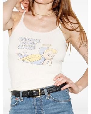 RE/DONE Lace-Trim Top - White