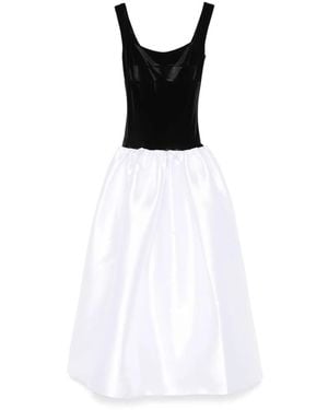 Atu Body Couture Velvet-Bodice Gown - White