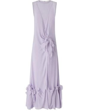 Genny Ruffled Silk Dress - Purple