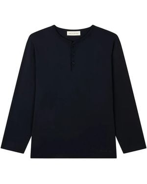 MAN ON THE BOON. Henley-Hemd mit Kragen - Blau