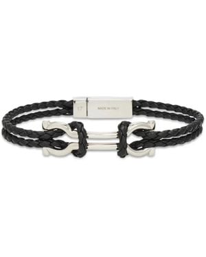 Ferragamo Gancini Braided-Leather Bracelet - White