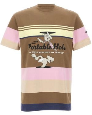 Iceberg Striped Cartoon-Print T-Shirt - Brown