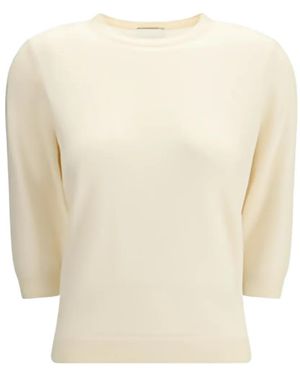 Allude クロップドスリーブ ニットトップ - ホワイト