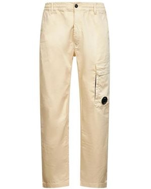 C.P. Company Stretch Sateen Regular Cargo Trousers - Natural