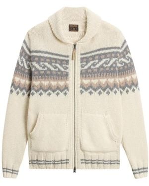 Woolrich Fair Isle Zip-Up Cardigan - Natural
