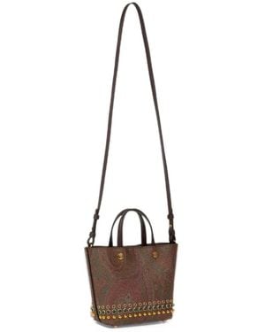 Etro Mini Essential Arnica Tasche Mit Nieten - Weiß