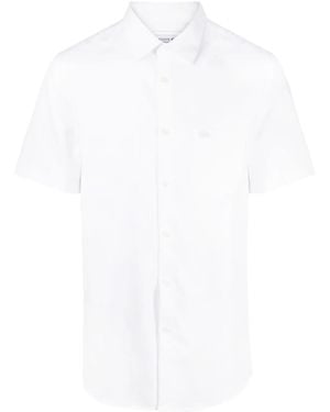 Lacoste Logo-Embroidered Short-Sleeve Cotton Shirt - White