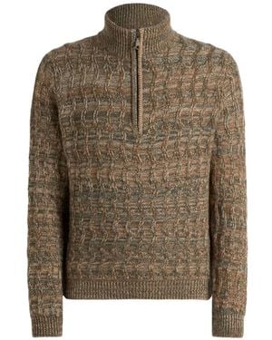 Etro Cable-Knit Cashmere Jumper With Zip - Brown