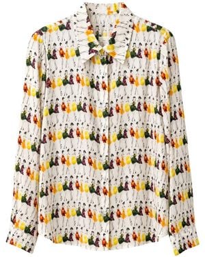 Alice + Olivia Graphic-Print Long-Sleeve Shirt - White
