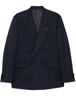 Lardini Double-Breasted Peak-Lapel Jacket - Blue