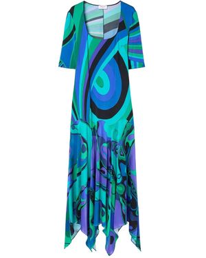 PUCCI Asymmetric-Hem Maxi Dress - Blue