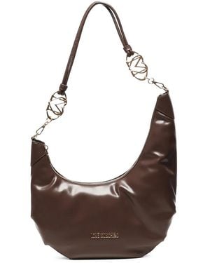 Love Moschino Logo-Plaque Crescent Shoulder Bag - Brown