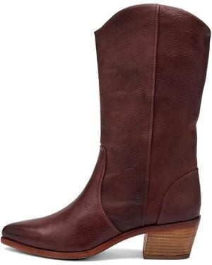 Frau Bottines Texan En Cuir À Effet Usé - Brown