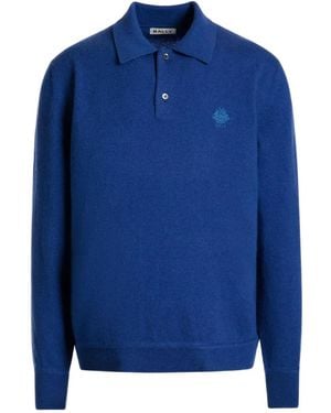 Bally Embroidered-Crest Cashmere Sweater - Blue