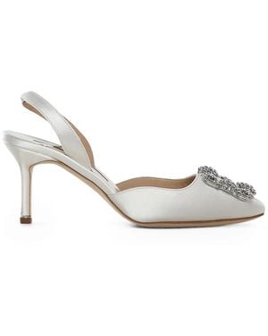 Manolo Blahnik Hangisi Slingback-Pumps Mit Kristallen - Weiß