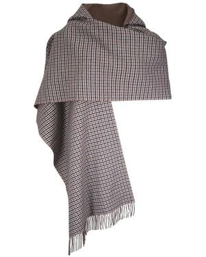 Brunello Cucinelli Check-Pattern Fringed Scarf - Grey